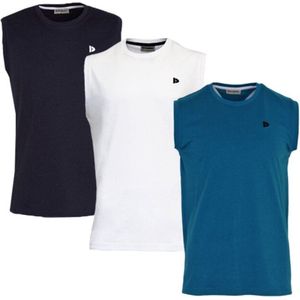 3-Pack Donnay T-shirt zonder mouw (589100) - Sportshirt - Heren - Navy/White/Petrol (581) - maat 4XL