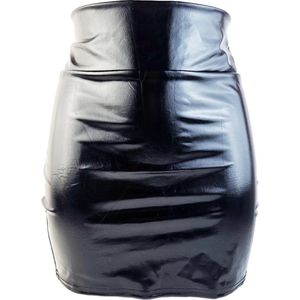 BamBella® - Rok - Maat L/XL - Shiny Wetlook - rokje Super shine metallic Lame Glans Zwart