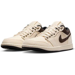 Nike Air Jordan 1 Low Premium - Maat 40.5 - Beige / Baroque Brown - Sneakers Unisex - Doos Zonder Deksel