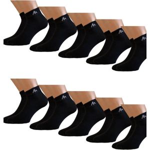 Sneakersokken | zakken niet af | kleur zwart | ademend | in alle maten | 10 paar