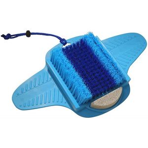 Voetscrubber met puimsteen - reinigt verzacht exfolieert en masseert - uw voeten zonder te bukken in de douche of badkuip - 1 stuk(blauw)