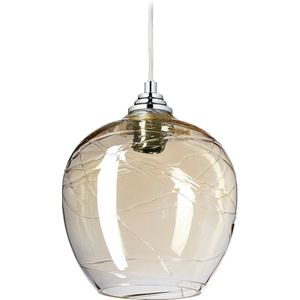 Relaxdays hanglamp glas - plafondlamp - E27-fitting - pendellamp - modern - rond - champagne