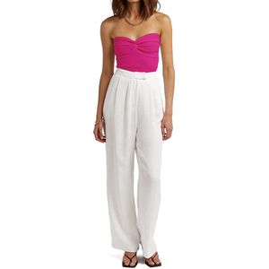 Bandeau twist gedraaide top knit dames corset crop top - roze - fuchsia - maat S