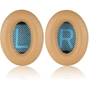 Lederen Set Oorkussens Voor Bose Koptelefoon QuietComfort 35, Grijs, Zwart en Bruin / Kaki, QC45/QC 45/QC35II/QC35/QC25/QC2/QC15/Soundtrue/Soundlink Around-Ear II AE2 headphones, Vervangende Kussens Voor Hoofdtelefoon - 1 Paar