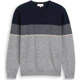 Tom Tailor - Trui - Navy Offwhite - Colourblocking-stijl