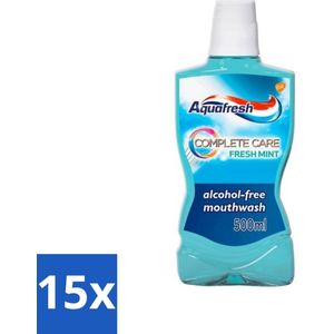 Aquafresh Complete Care Mondwater - Fresh Mint - 500 ml - Bulkverpakking - 15 stuks