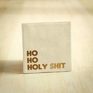 Tegeltje Kerst - Beige - Ho Ho Holy Shit - Tegel - Kerst - Interieur - Wijsheid - Tegelwijsheid - Spreuktegel - 10x10cm