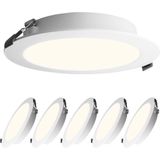 HOFTRONIC - Set van 6 Georgia LED platte inbouwspots wit - inbouwdiepte 27mm - 18W 1820lm - Rond - 2700K Warm wit - Ø220 mm - IP20 voor binnen