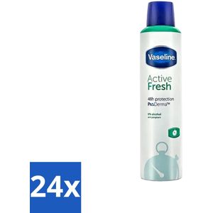 24 x Vaseline - Active Fresh - Deospray - Fris & Verkoelend - 250 ml - Deodorant - Anti-transpirant - Fris - Verkoelend - Langdurige Bescherming
