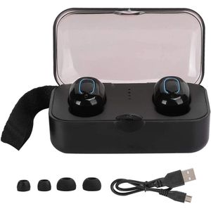 Draadloze Bluetooth Oortelefoon - Draagbare Mini Sport Headsets met Opladen Doos (Zwart)