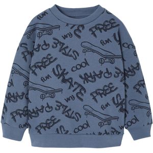 Sweater - Middenblauw - Bedrukt - Voor Jongens