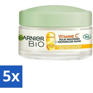 5 x Garnier - Bio - Dagcrème - Vitamine C - Hydraterend - 50 ml - Anti-veroudering - Super Citrus - Vegan Dagcrème