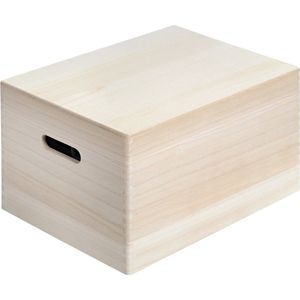 Kesper 69415, FSC Houten Bewaarbox met handvaten en deksel, 39x29x23cm
