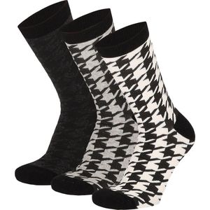 Apollo - Dames sokken fashion met donker motief assorti kleuren 35/42