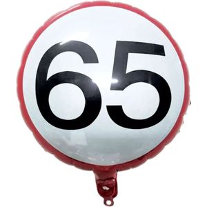 Folie Ballon Verkeersbord 65 jaar | Stopbord | Geschikt voor helium en lucht