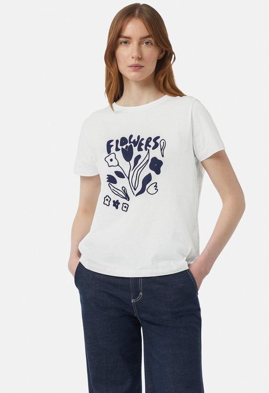 Shirt - Jersey - Ronde Hals - Motiefprint - Kwartmouw - Normale Pasvorm