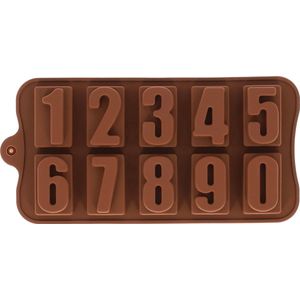 Krumble Siliconen bakvorm - Cijfers - Bakvormen - Bakspullen - Cijfervorm - Getallen - Chocoladevorm - Ijsblokjesvorm - Bonbonvorm - Bruin - 33,5 x 22 x 2 cm
