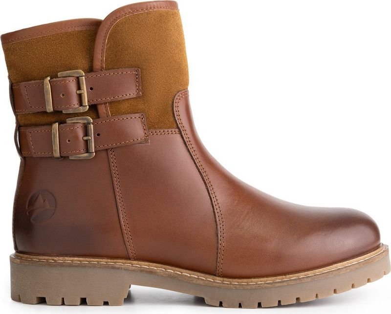 Travelin' Hestnes - Halfhoge dames enkellaarsjes - Boots met gesp - Cognac