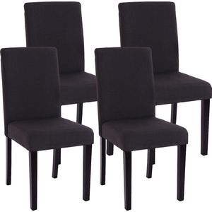 Set van 4 eetkamerstoelen Keukenstoel Littau ~ textiel, zwart, donkere poten