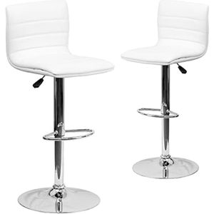 Verstelbare Hoogte Barkruk met Chromen Basis 2 Pack Wit