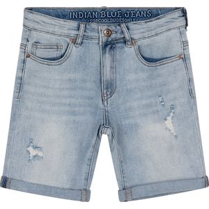 Jongens jeans short Andy damaged repaired - Licht denim