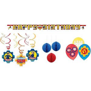 Brandweerman Sam - Versier pakket - Feestartikelen - Kinderfeest - Letter slinger - Plafond swirl hangers - Honeycombs hangdecoratie - Feestballonnen.