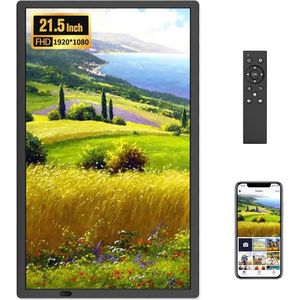 21,5 Inch WiFi Digitale Fotolijst - FHD IPS-scherm, 32 GB Opslag, Afstandsbediening, Automatisch Draaien