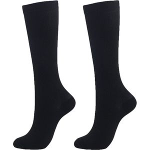 Hardloopsokken - Compressiekousen - Sport sokken - Steunkousen - Unisex - Zwart - Maat S/M