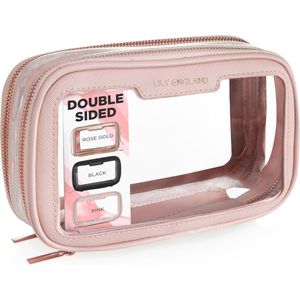 Transparante Make-uptas voor Dames - Handige Reistas met 2 Vakken voor On-the-go Schoonheid - Roze, Compact Design
