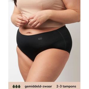 Moodies menstruatie ondergoed - Seamless High Waist Hiphugger - gemiddeld/zwaar kruisje - maat XXL - zwart