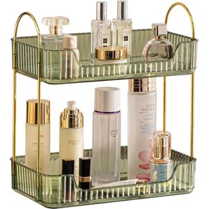 Groene make-up organizer cosmetica-standaard geurorganizer met 2 lagen - modern elegant.
