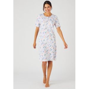 Damart - Nachthemd in een grafisch gebreide jersey van zuiver gekamd katoen - Blauw - 38-40 (S)