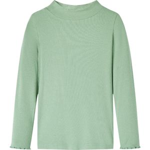 vidaXL - Kindershirt - met - lange - mouwen - lage - col - 104 - donkermintkleurig