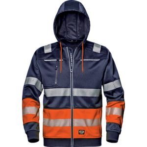 SIR SAFETY CONTRAST Hi Vis Reflecterend Gevoerde Werkjas HEREN Veiligheidsjas Blauw Oranje - Reflecterende Band - Verstelbare Capuchon - Ritssluiting