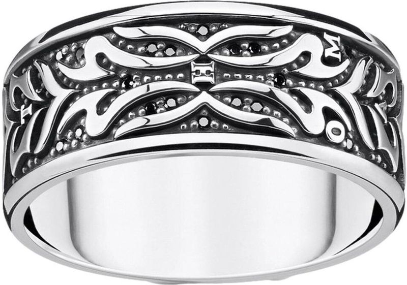 Thomas Sabo - Unisex Ring - Zilver - Zirconia - Zwarte Edelsteen