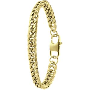 Lucardi - Goldplated Armband - Goudkleurig - Staal - Gourmetschakel - 21 cm