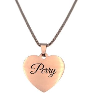 Ketting - Hart - Met Naam - Perry - Rosegoud