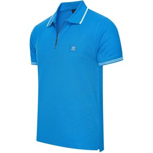 Cappuccino Italia - Heren Polo SS Polo Zip Polo Torino - Blauw - Maat L