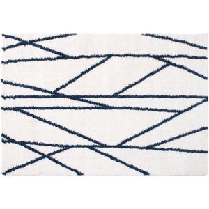 OZAIA Asymmetrisch Berbers shaggy tapijt - 160 x 230 cm - Wit en zwart - BARDIO L 230 cm x H 3.5 cm x D 160 cm