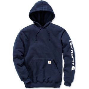 Carhartt Sweatshirt Midweight Signature Sleeve Logo Hooded Sweatshirt New Navy-XXL