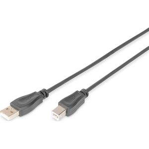 Digitus USB-kabel USB 2.0 USB-A stekker, USB-B stekker 5.00 m Zwart Rond, Afgeschermd (dubbel) DB-300105-050-S