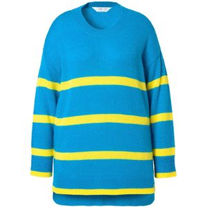 Angel of Style Angel of Style - Dames - Trui oversized strepen lange mouw - Licht turkoois - Maat 42+