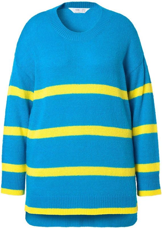 Angel of Style Angel of Style - Dames - Trui oversized strepen lange mouw - Licht turkoois - Maat 42+