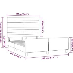 VidaXL Bedframe Hoofdeinde Fluweel Lichtgrijs 140x200 cm