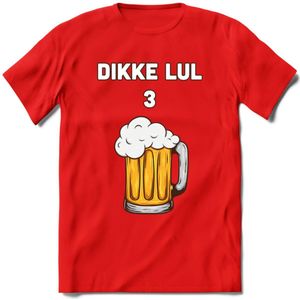 Dikke Lul 3 Bier T-Shirt | Bier Kleding | Feest | Drank | Grappig Verjaardag Cadeau | - Rood - XL
