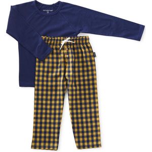 Little Label - pyjama set jongens - yellow check - maat: 98/104 - bio-katoen