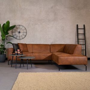 Bronx71® Industriële hoekbank Kansas eco-leer cognac rechts