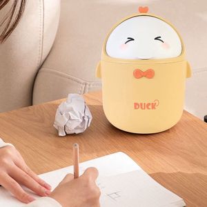 Tafelprullenbak met deksel, mini-vuilnisemmer, kantoor, tafelprullenbak, kleine tafelafvalemmer, badkamer, vuilnisemmer, papieren afvalemmer voor badkamer, keuken, draagbaar, schattige