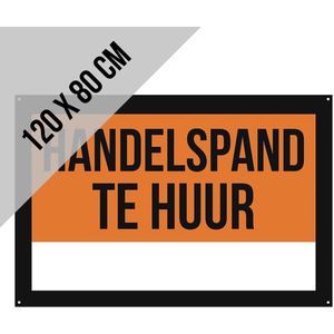 Bord XL | ""Handelspand te huur"" | 120 x 80 cm | Kanaalplaat | Met hechtingsgaten in elke hoek | Immo | Immobiliën | Vastgoed | Uithangbord | Makelaar | Bedrijfsruimte | Verhuren | Polyprop | 1 stuk