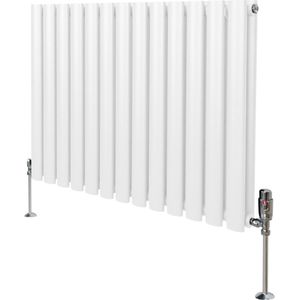 Ovale Kolomradiator & TRV Chroomkranen - 600mm x 780mm – Wit